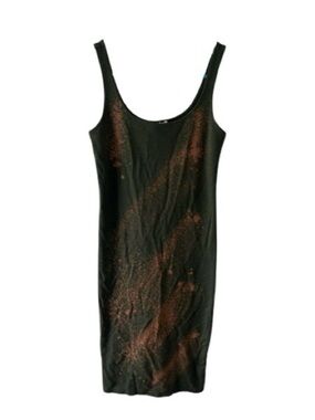 Forever 21 Bleach Dyed Bodycon Tank Dress M Green Custom Upcycled